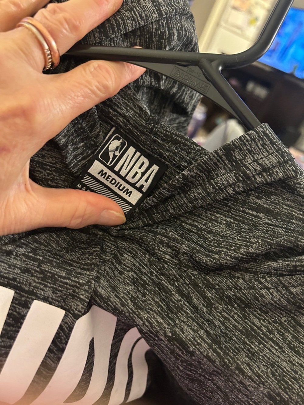 NBA Men's Heathered Black Performance Hoodie with White Logo